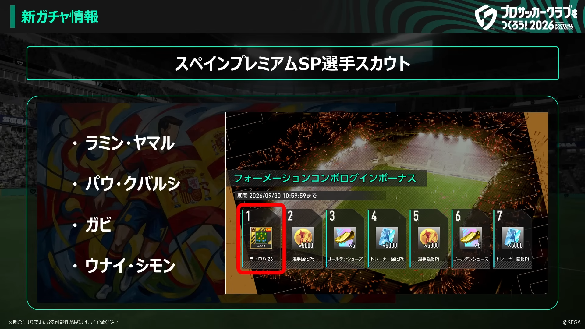 スペインプレミアムSP選手スカウト