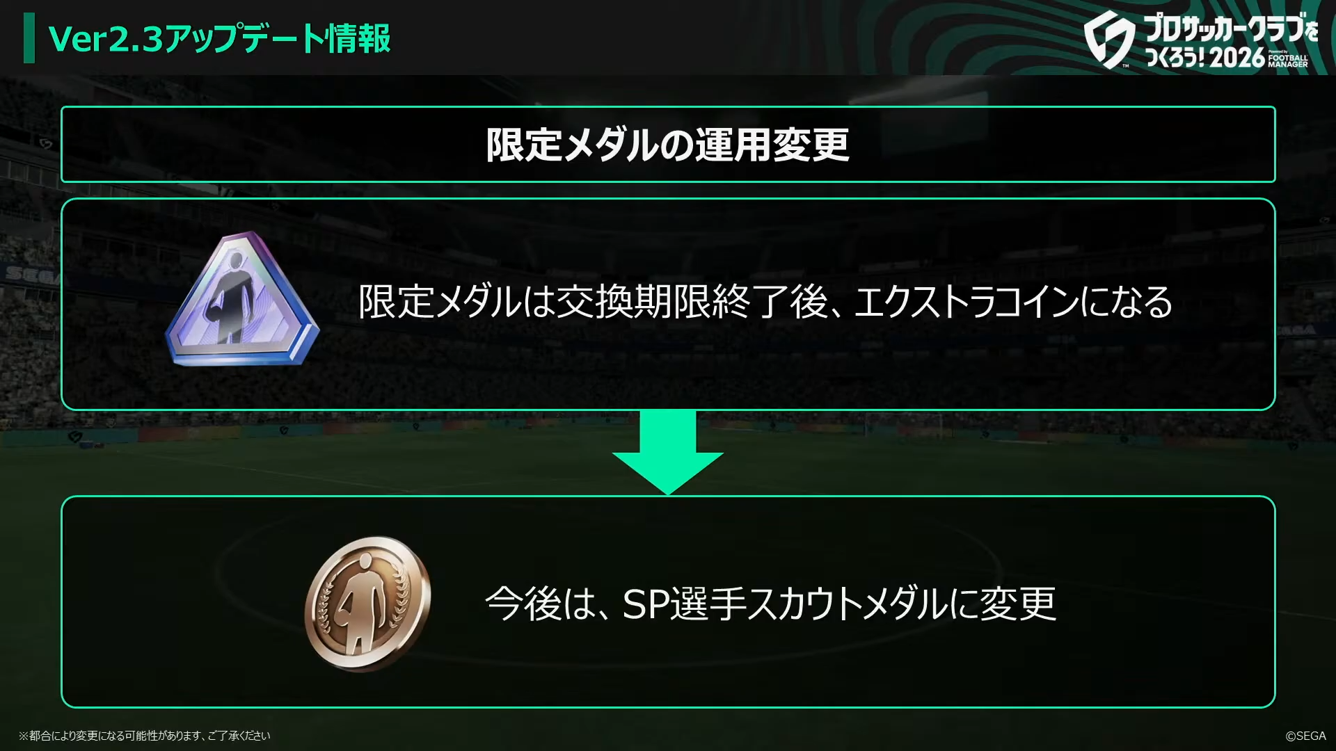 限定メダルの運用変更