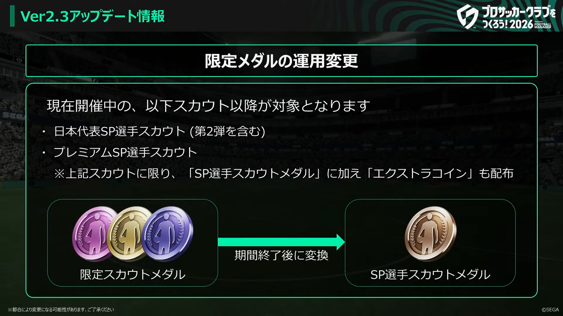 現在開催中スカウトの限定メダル対応