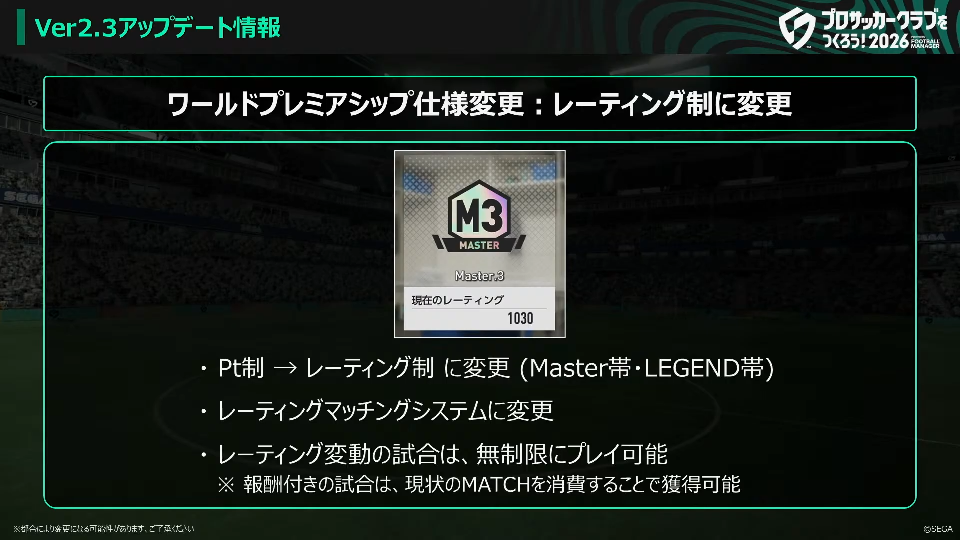 WPS ポイント制からレーティング制へ変更
