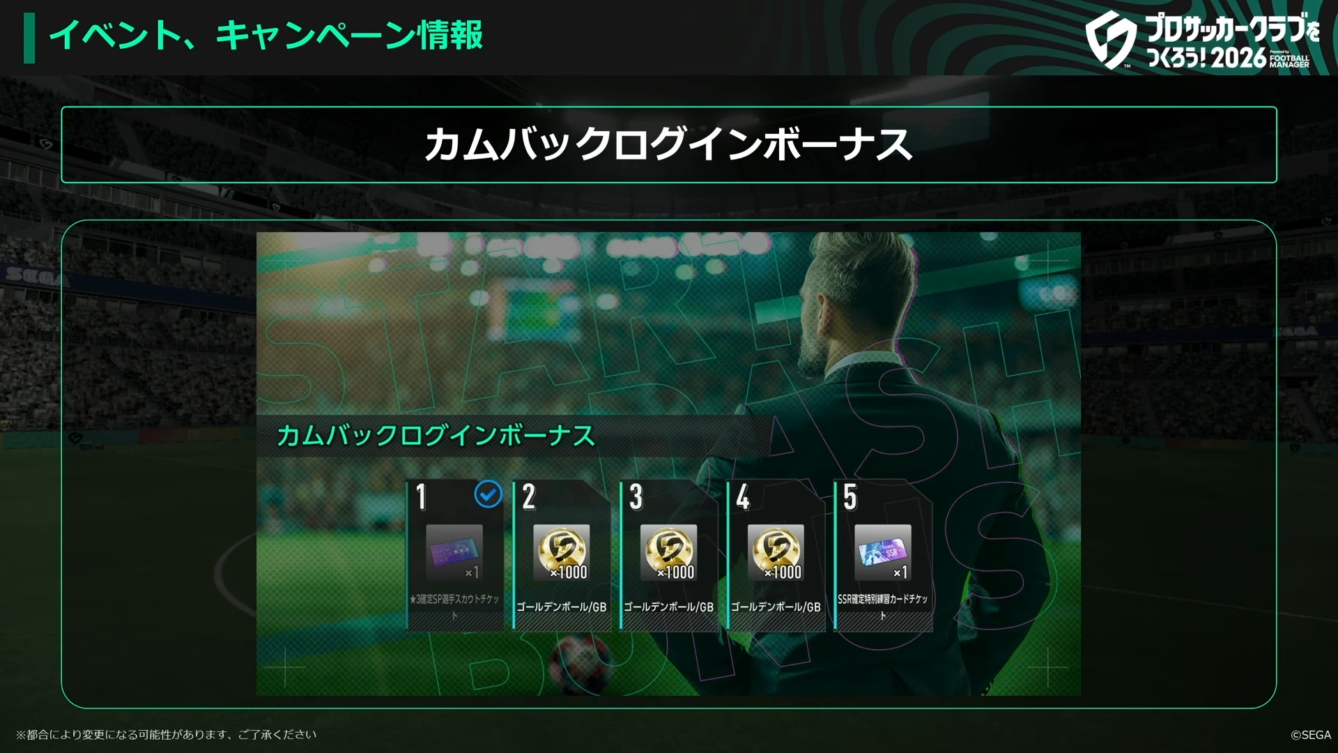 カムバックログインボーナス